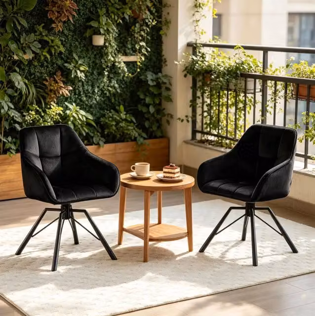 Sedia da sala da pranzo girevole nera 57x50x82,5 cm – set da 2