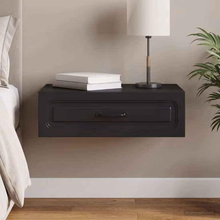 vidaXL Tavolino da parete moderno nero L: 59 cm, P: 34,5 cm, H: 17 cm