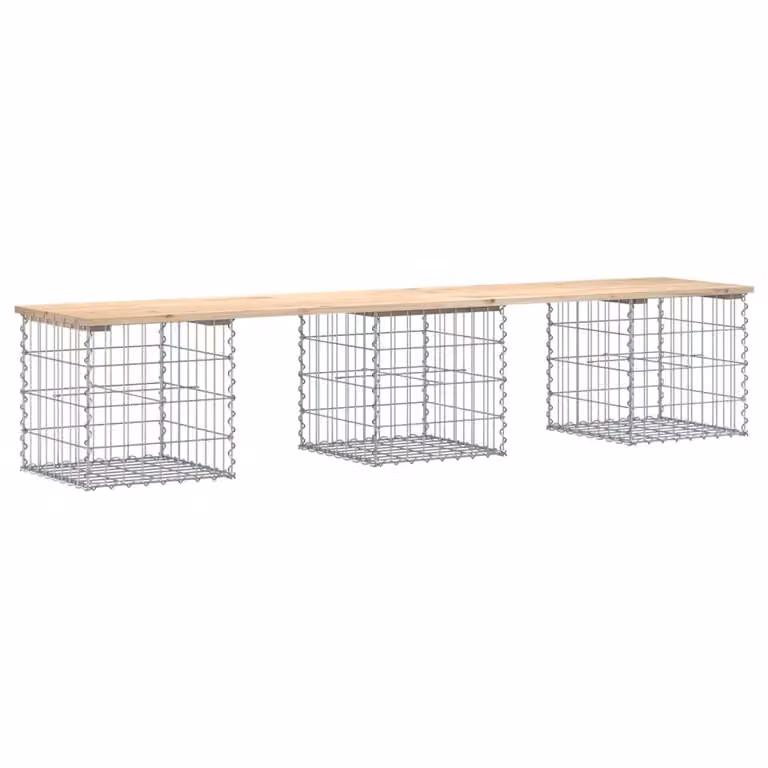 Panca Giardino Design Gabbione 203x44x42 cm Legno Massello Pino