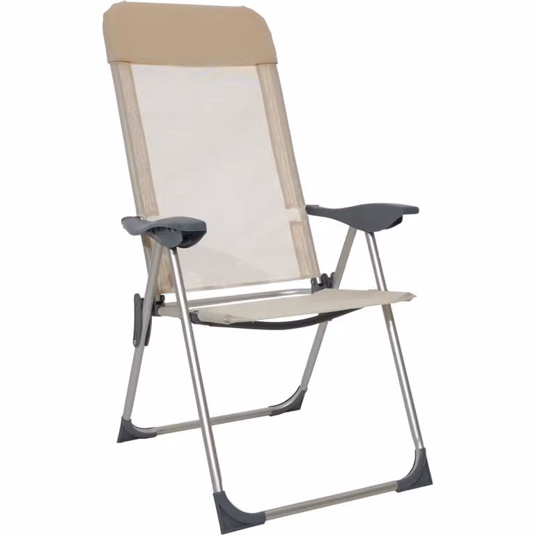 Sdraio Reclinabile Vestiamo Casa Mare Beige con 5 Posizioni e Braccioli in Textilene e Alluminio H 108 x L 60 x P 60 cm