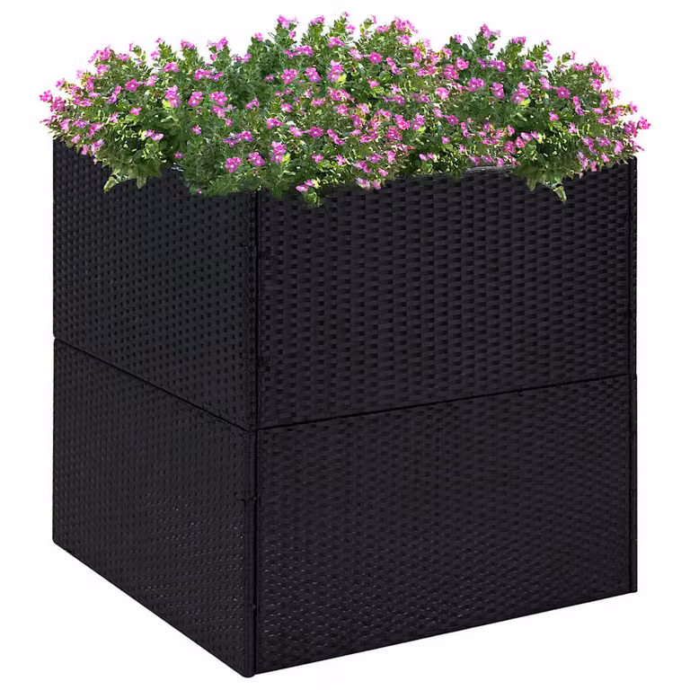 Fioriera da giardino vidaXL in polyrattan nera L: 80 cm, P: 80 cm, H: 80 cm