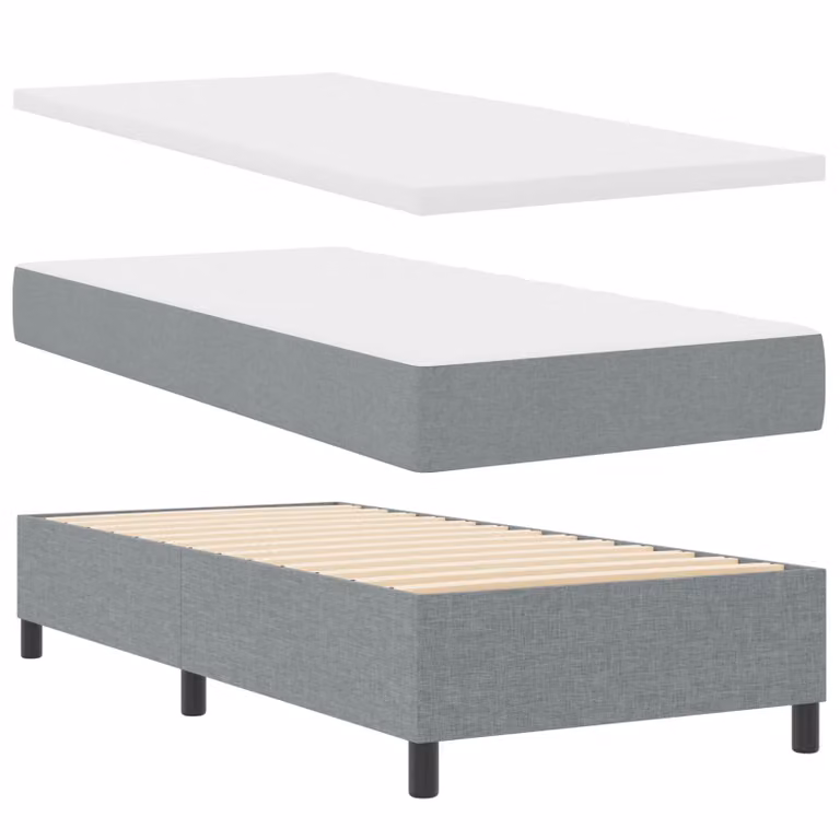 Letto a molle vidaXL con materasso, strisce LED e porte USB, Grigio, L/P/H: 90 x 190 cm