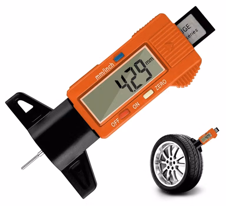 Misuratore di profondità del battistrada - Profondità 0-25,6 mm - Display digitale - Arancione