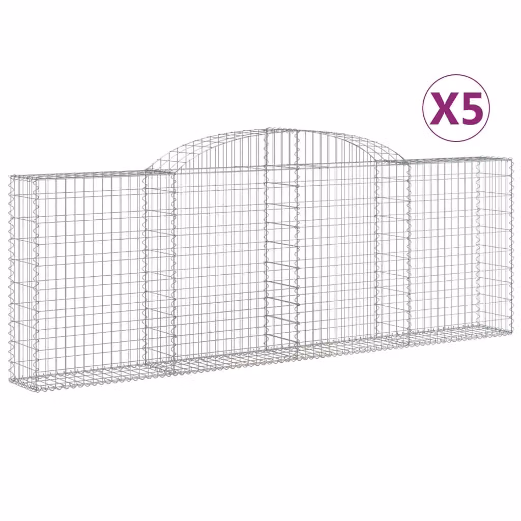 Cesti Gabbioni ad Arco 5 pz 300x30x100/120 cm Ferro Zincato