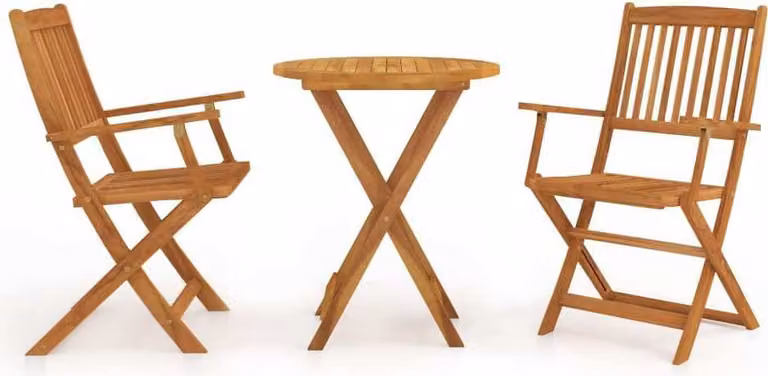 The Living Store Set bistrot da 3 pezzi Set bistrot bar pieghevole in legno massiccio di acacia