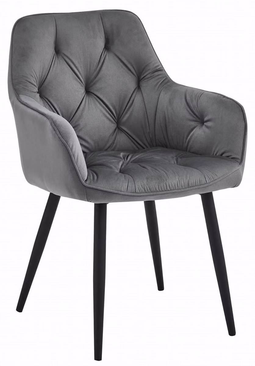 Sedia poltroncina Jork in velluto grigio scuro e metallo