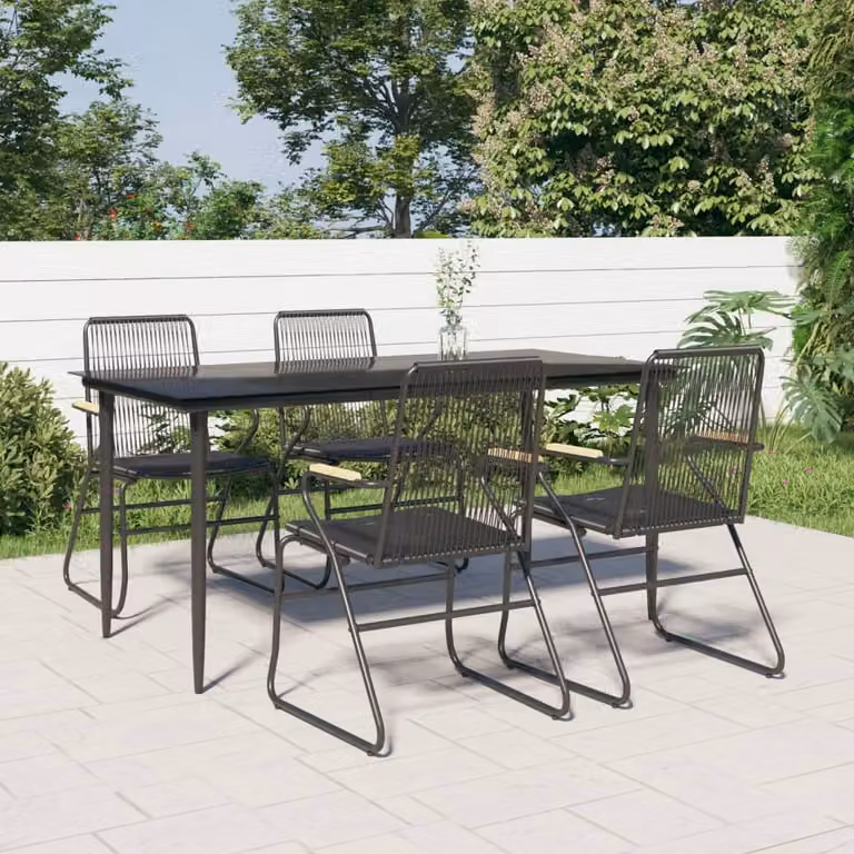 Maison Exclusive - Set da pranzo da giardino 5 pezzi in rattan PVC nero