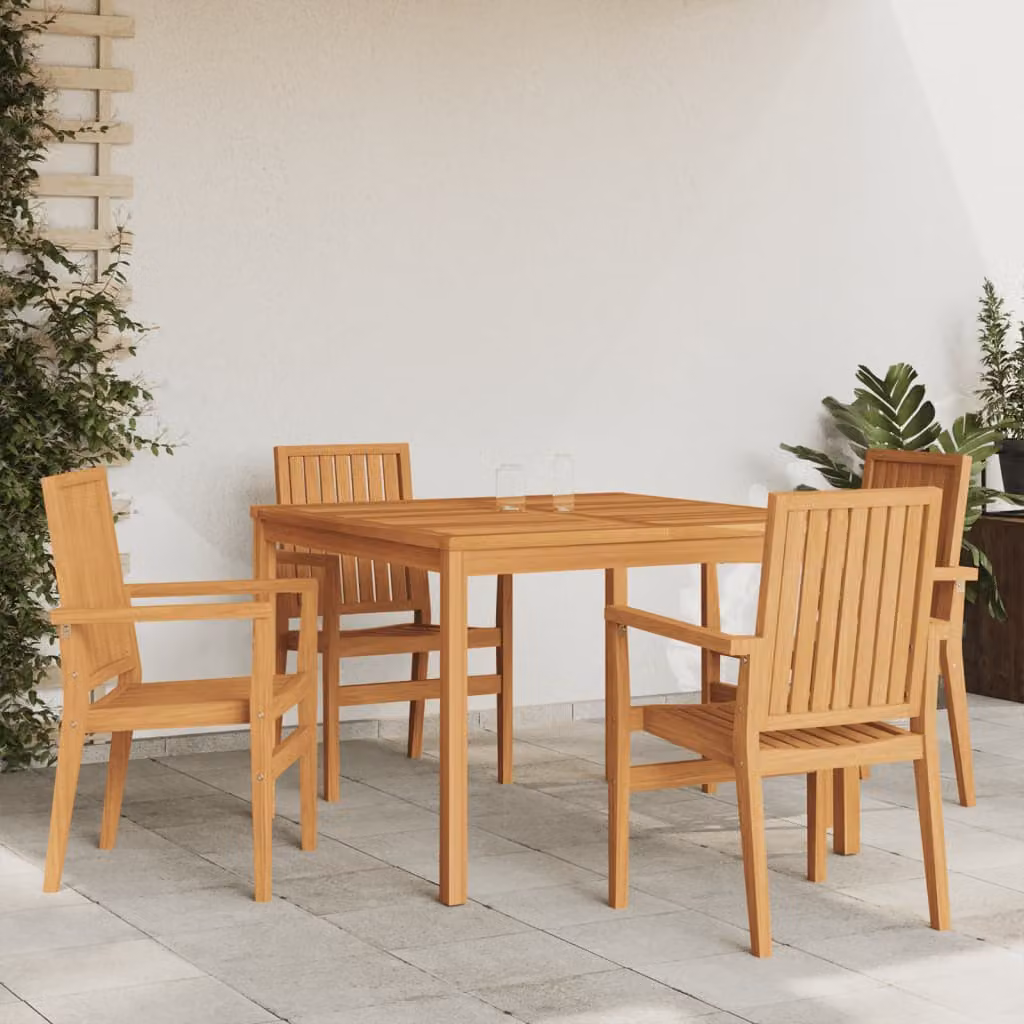 Set da pranzo per giardino vidaXL in legno di teak marrone, 5 pezzi