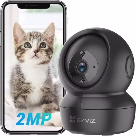 Telecamera di sorveglianza Wi-Fi Indoor 1080P con Pan/Tilt 360°, Visione Notturna, Tracciamento Movimento e Audio Bidirezionale, Colore Nero