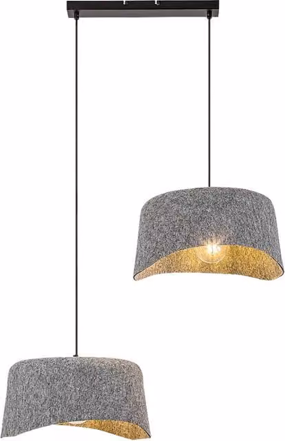 Lampada a sospensione Rabalux Farelia in tessuto e metallo grigio e nero, dimmerabile, L: 40 cm, P: 40 cm, H: 73 cm