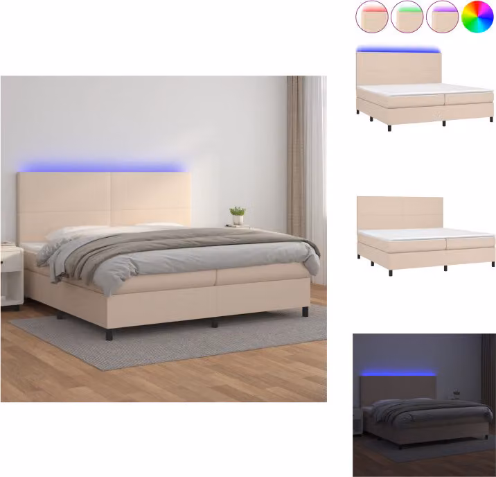 vidaXL Letto a molle con materasso e LED cappuccino-marrone 200x200cm - Letti e strutture letto