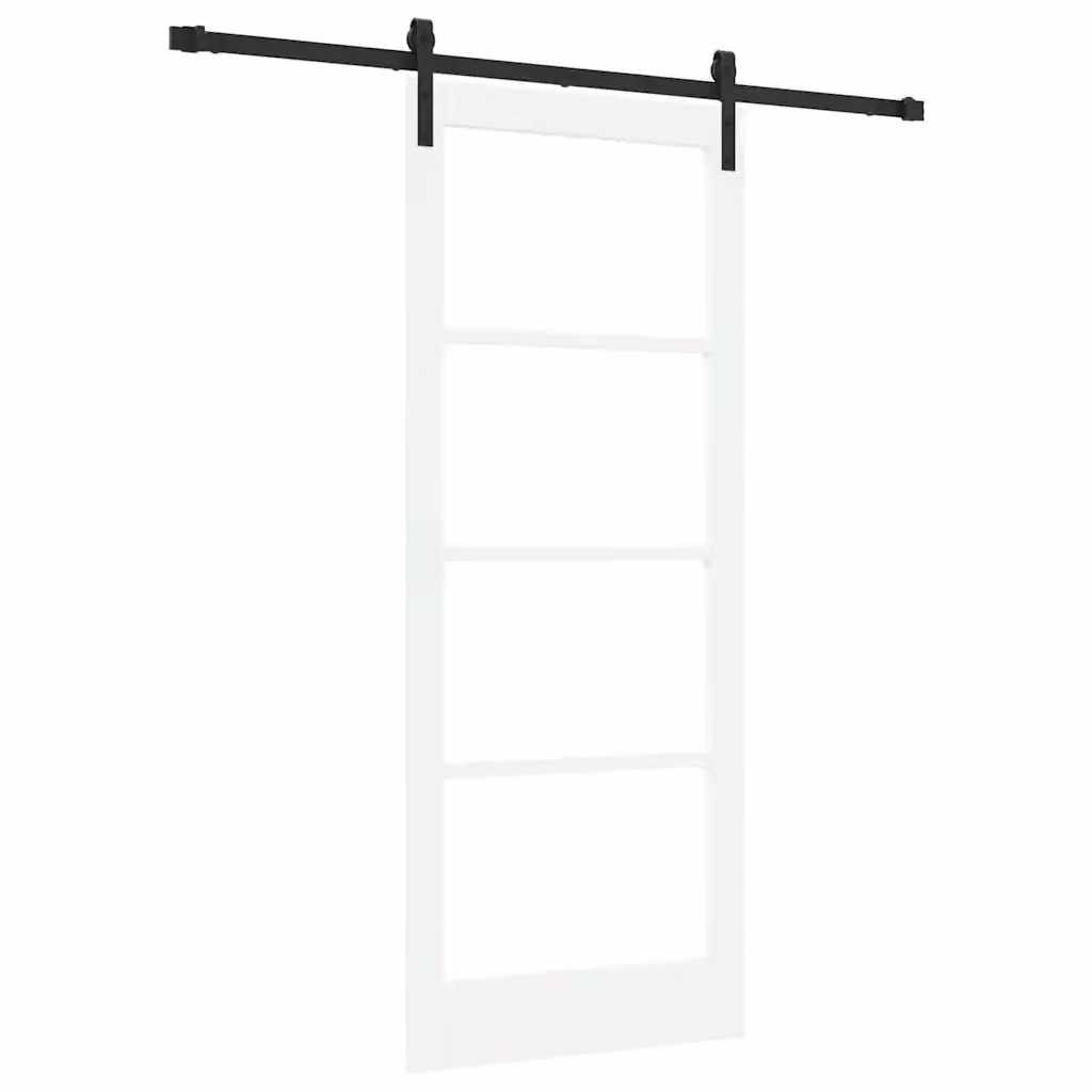 Porta scorrevole moderna vidaXL ORKDAL in legno e vetro, Bianco e Nero, L: 83 cm, H: 202 cm – 2