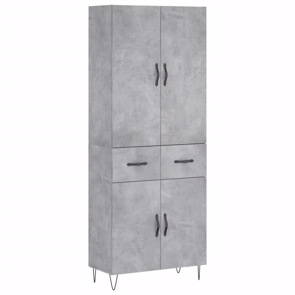 Credenza Grigio Cemento 69,5x34x180 cm in Legno Multistrato