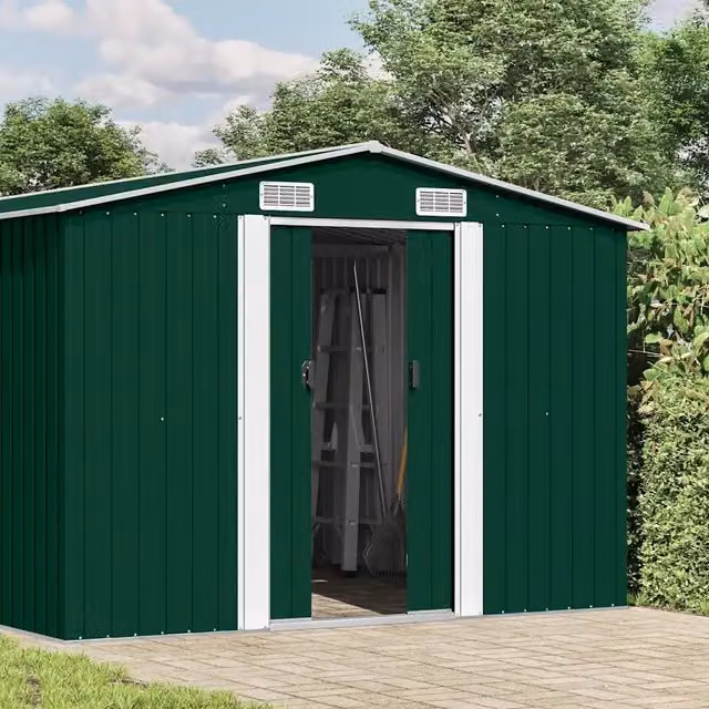 Casetta da Giardino 257x392x181 cm in Metallo Verde 143344