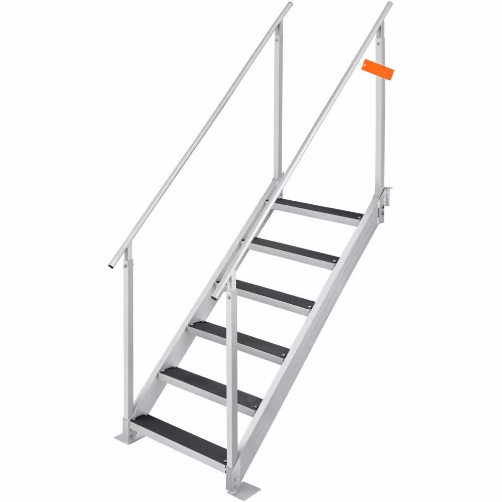 scaletta per barche a 6 gradini con due corrimano - Scaletta per piscine in alluminio 800x1850x2092 mm - Scaletta con portata di 250 kg - Ideale per porti, barche e piscine