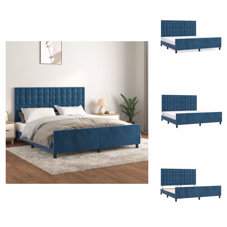 vidaXL Letto con testiera in velluto blu scuro 160x200 cm - Letti & Reti