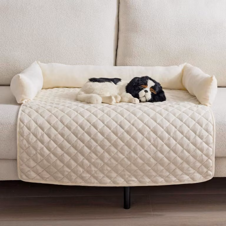 Cuccia per cani, 90x90 cm, beige, lavabile, per uso interno