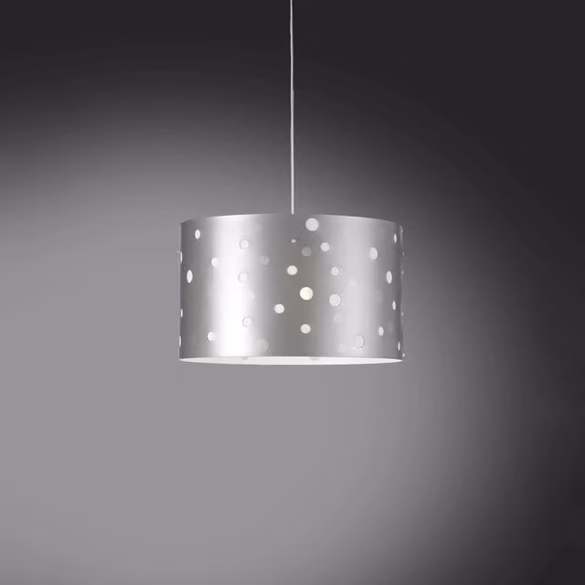 Lampadario Moderno Sospeso Polilux Linea Zero Bianco e Argento in Materie Plastiche con 5 Luci E27
