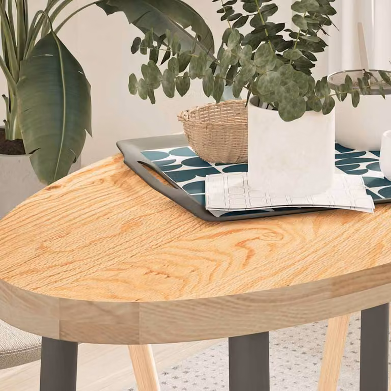 Piano per tavolo ovale in rovere massello vidaXL, marrone, L 100 cm x P 50 cm x H 4 cm