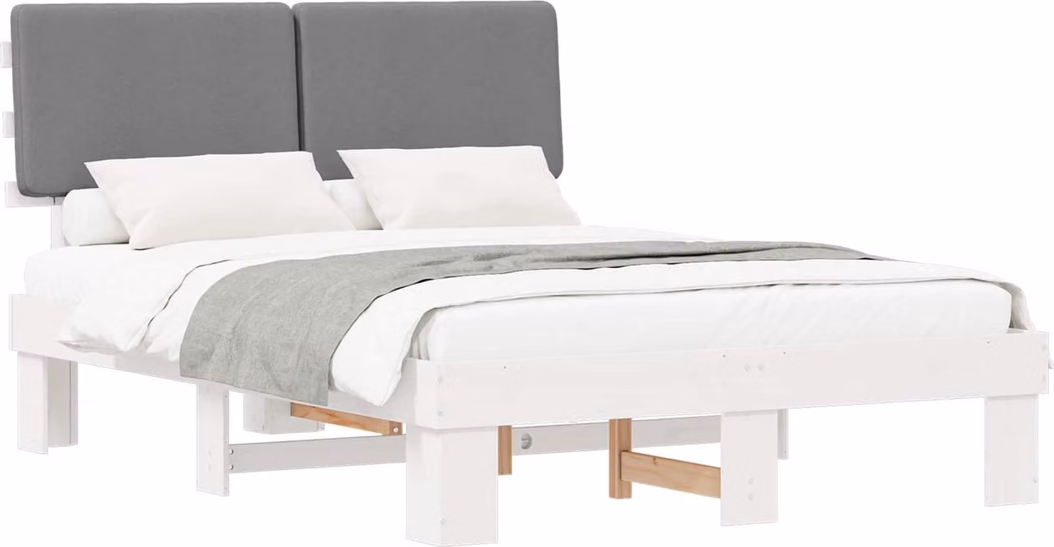 Letto con Testiera Rivestita Grigio chiaro 160 x 200 cm