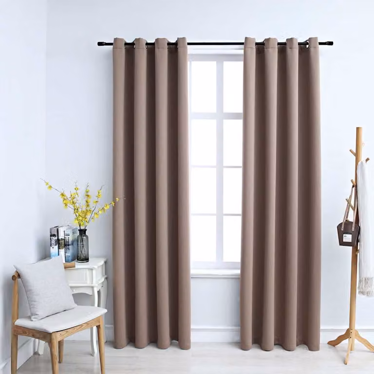 Set di 2 tende oscuranti vidaXL con anelli in metallo, colore grigio talpa, L: 140 cm, H: 245 cm