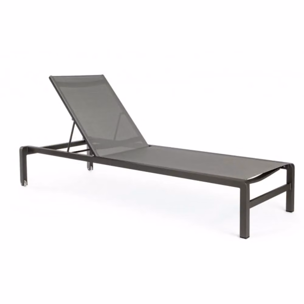Set di 4 lettini reclinabili KONNOR in alluminio e textilene antracite, con ruote