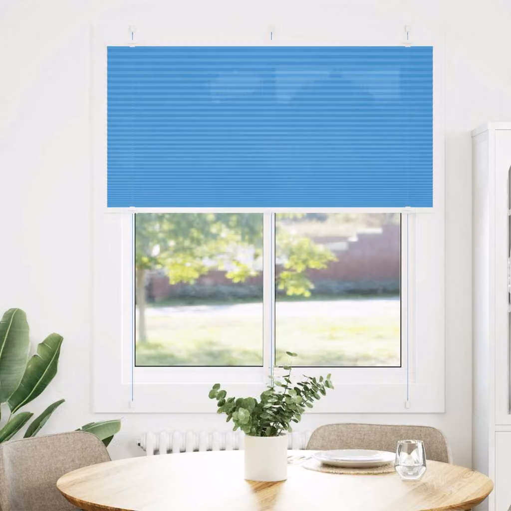 vidaXL Tenda Plissettata Blu 115x100 cm Larghezza Tessuto 114,4 cm