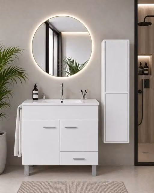 Mobile bagno con lavabo ORIGENBATH SAMOS senza specchio 70x40 cm bianco con colonna