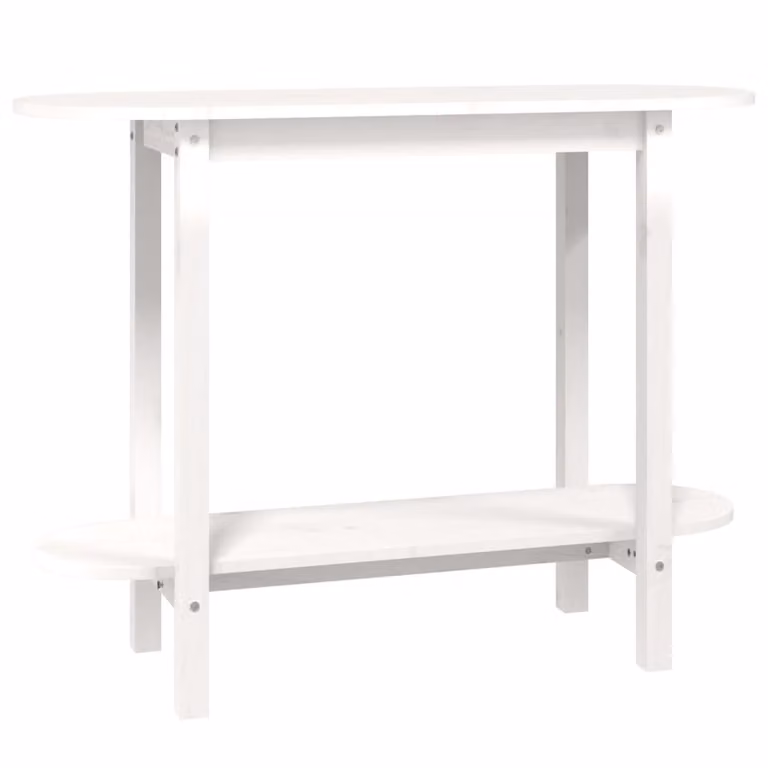 Tavolo Consolle Bianco 110x40x80 cm in Legno Massello di Pino