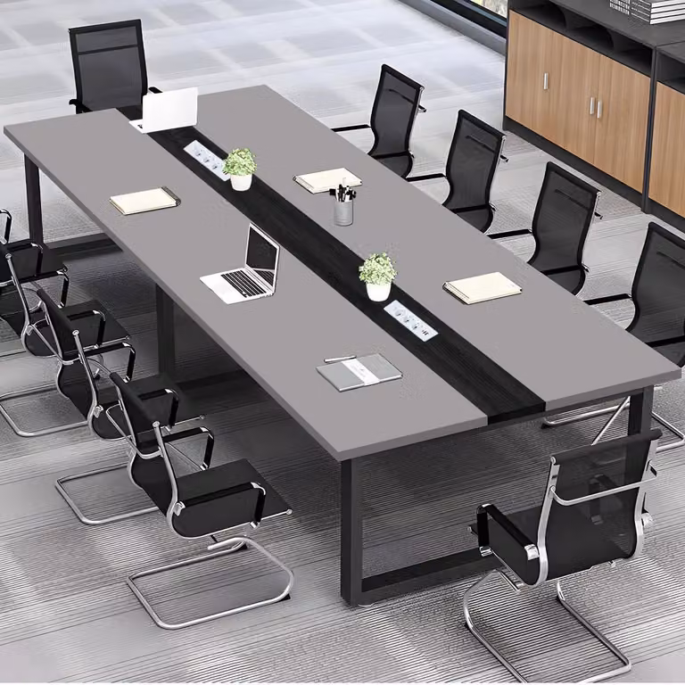 Tavolo da conferenza con sistema di gestione dei cavi, dimensioni 360x80x74 cm, design moderno, ideale per l'ufficio
