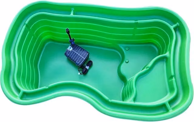 Laghetto preformato a forma di rene verde Oase con pompa GDA 6000 e UVC 11W per giardino L/P/H: 235 x 140 x 60 cm