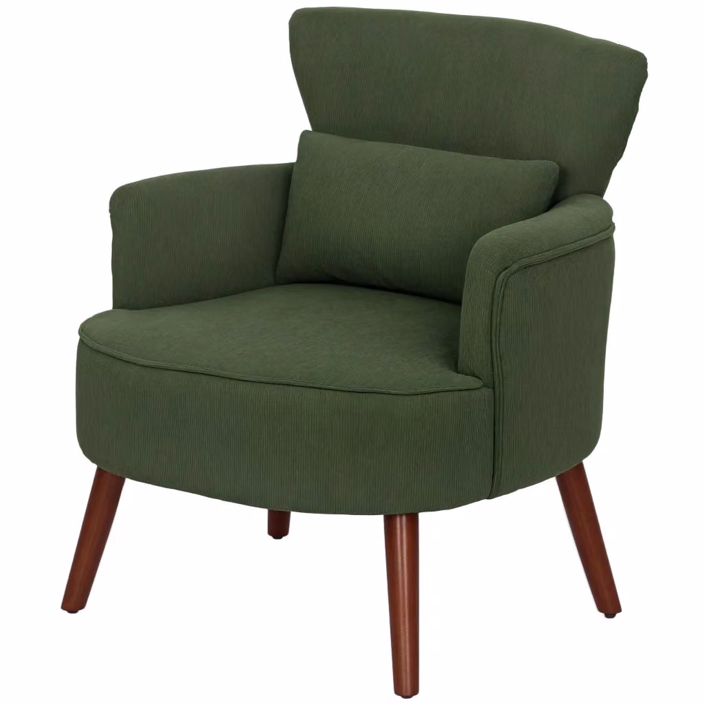 Poltrona Moderna Design In in Velluto Verde con Schienale a Tubo e Struttura in Legno Massello – 2
