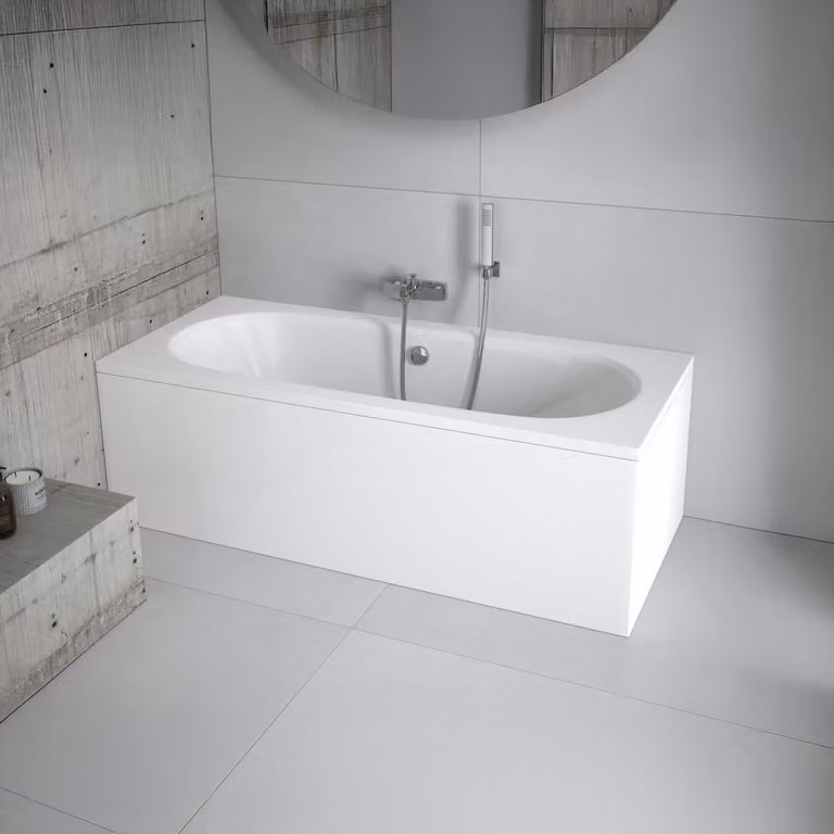 Vasca rettangolare 170x75 con grembiule in acrilico, set di scarico e piedini GRATIS | set completo 4in1 vasca originale in acrilico con sifone | BADLAND VITAE