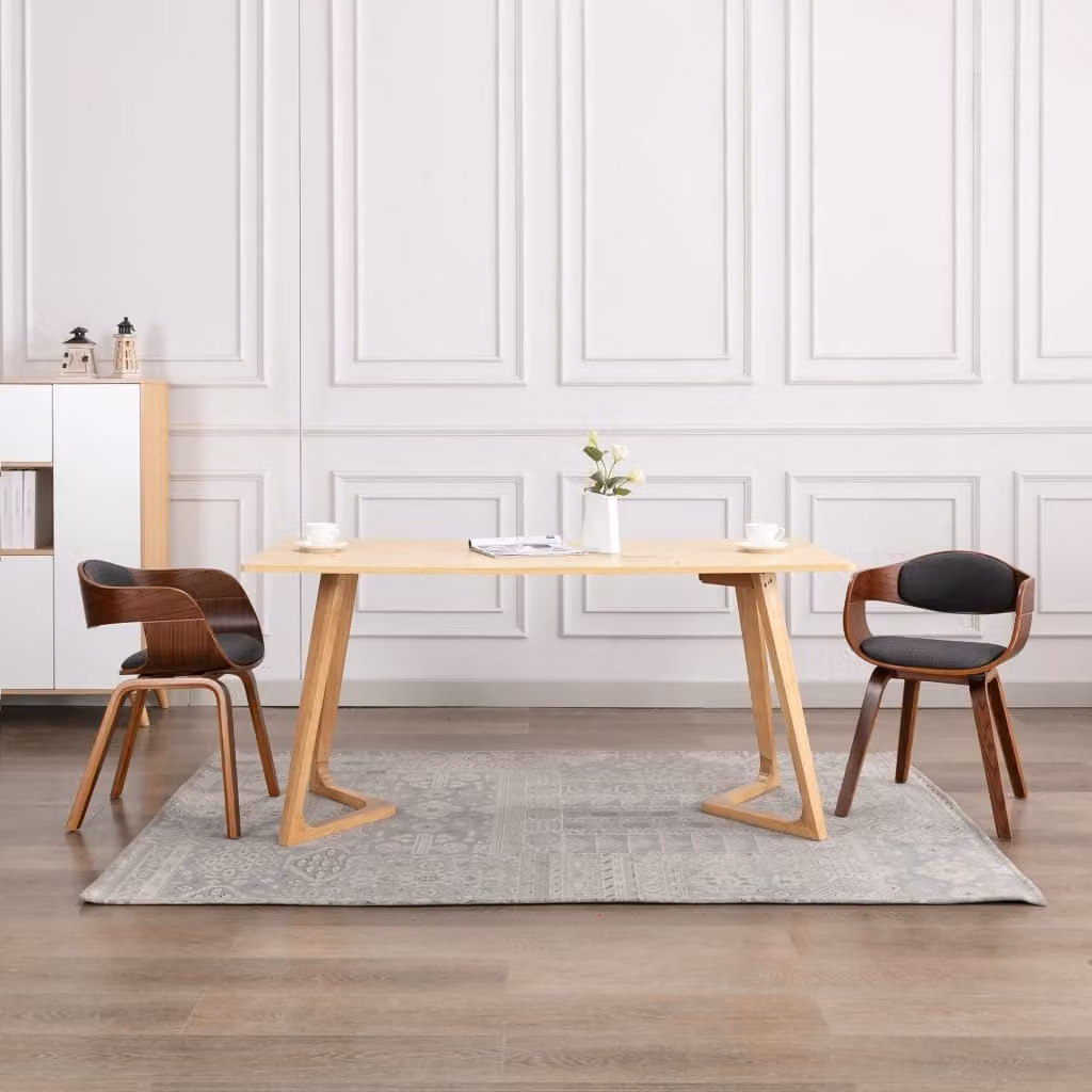 The Living Store Sedie da pranzo 2 pezzi. Legno di bengala e tessuto grigio