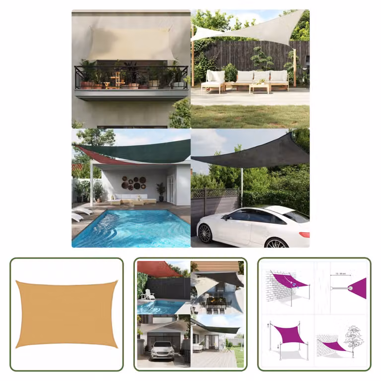 The Living Store Tenda da sole 160 g/m² rettangolare color sabbia 3x4 m HDPE