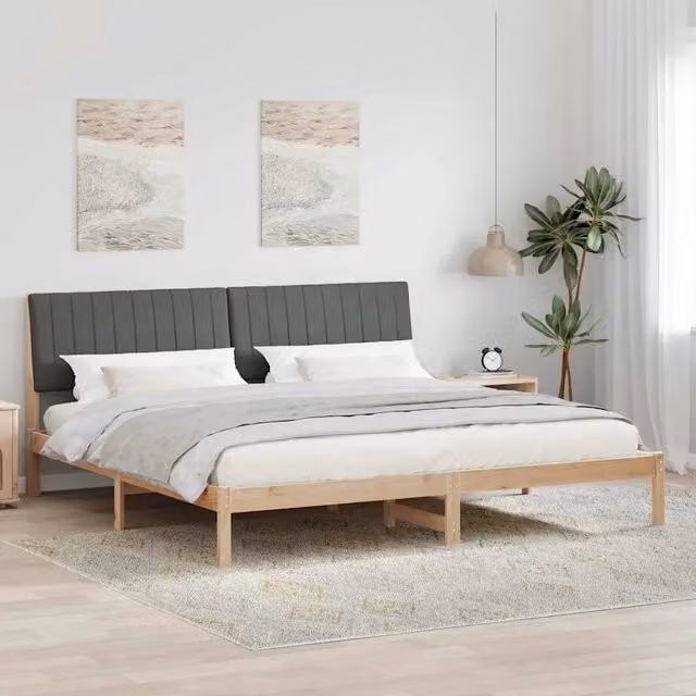 Struttura del letto-Giroletto Marrone 200 x 200 cm Pino massello 658056