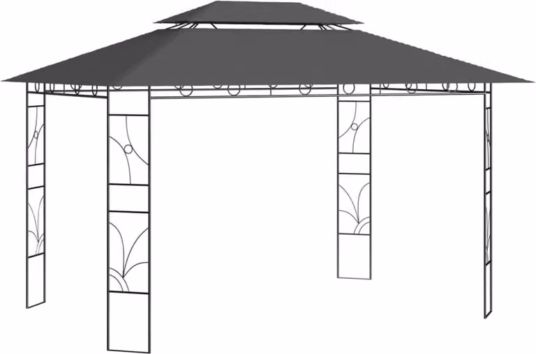 The Living Store Gazebo 4x3x2,7 m Antracite 160 g/m²