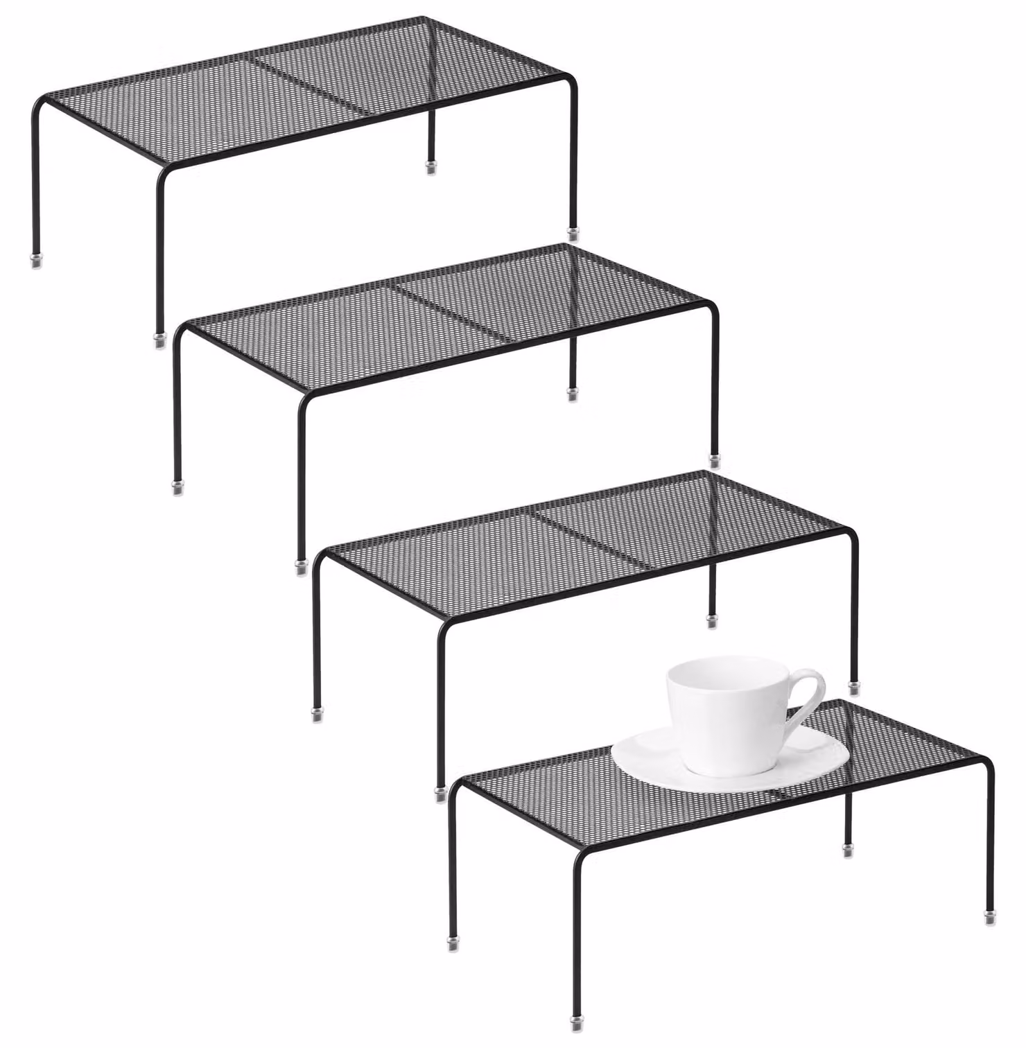 Omgoods - Set di 4 ripiani organizzatori per la cucina, con piedini in gomma