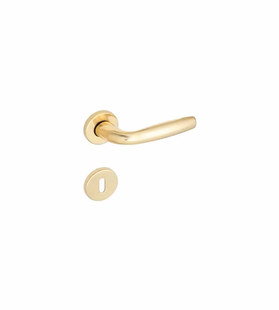Maniglia Marta Con Rosette Patent Alluminio Oro