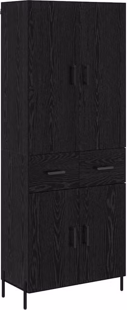Credenza | Madia | Buffet da pranzo | Armadio da pranzo Rovere Nero 69,5 x 34 x 180 cm Legno multistrato