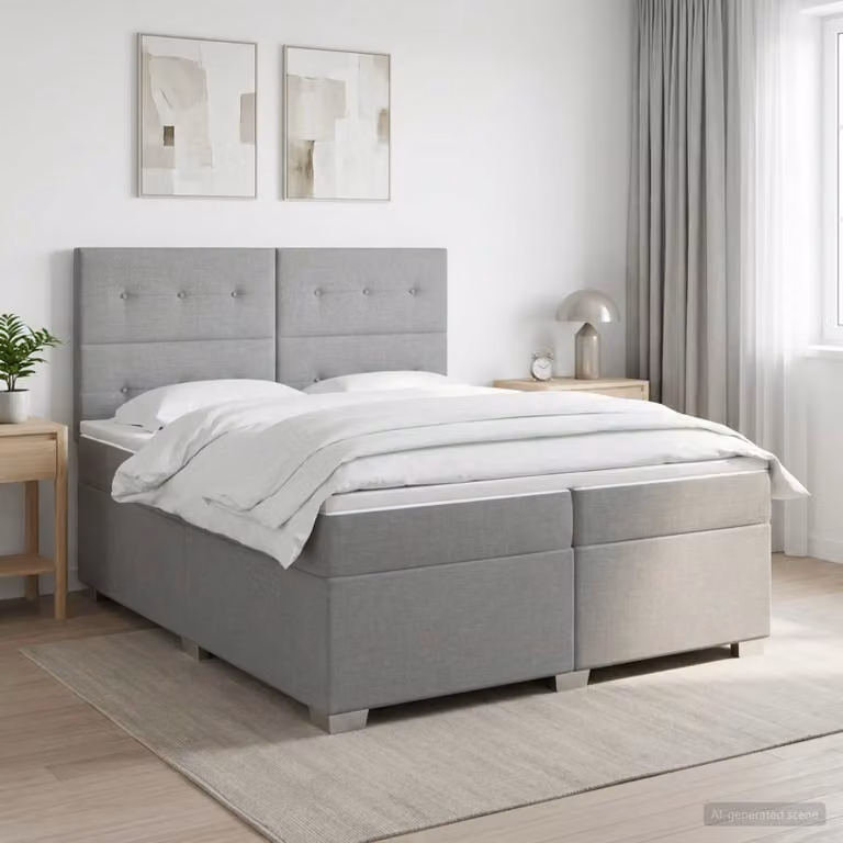 Letto box spring con materasso vidaXL Grigio Chiaro L: 200 cm, P: 200 cm, H: 140 cm