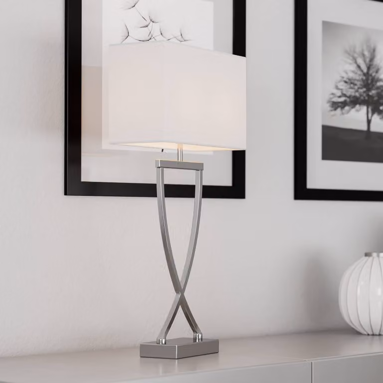By Rydéns Lampada da tavolo Omega, Cromo / Argento, Soggiorno / Sala da pranzo, Tessuto / Stoffa / Seta, Moderno, Lampada da tavolo