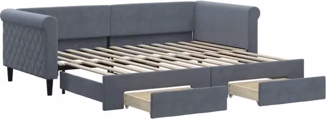 Divano letto | Sof¨¤ letto | Letto singolo Estraibile Cassetti Grigio Scuro 90x200cm Velluto