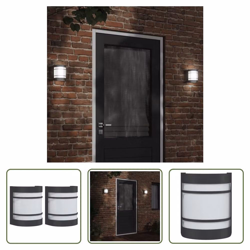 The Living Store Applique da esterno 2 pezzi in acciaio inox nero