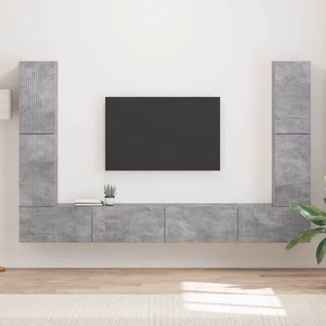 Set mobile TV 8 pz Grigio cemento Legno ingegnerizzato 3409135
