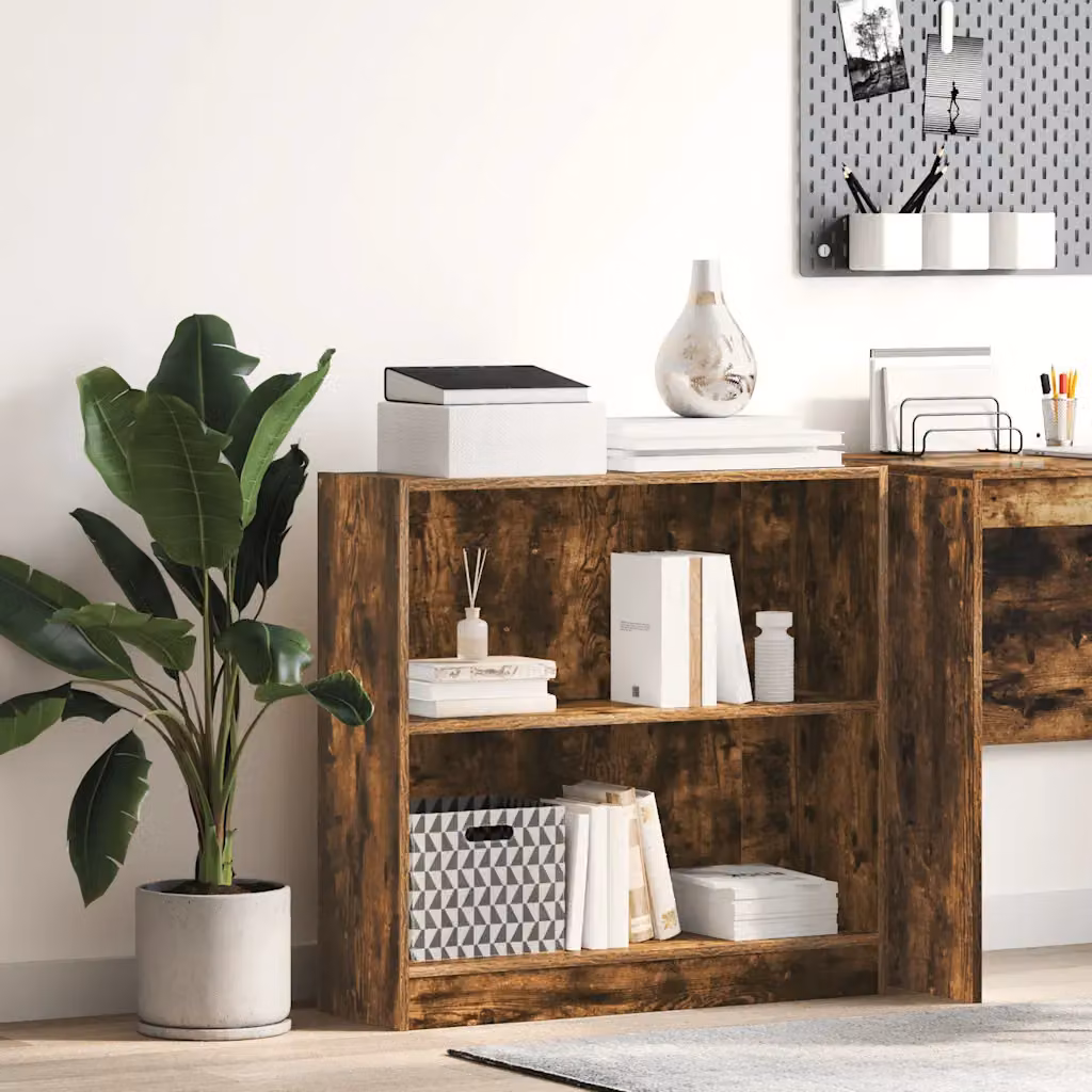 Libreria moderna vidaXL in legno di rovere color marrone, con pannello posteriore, L 80 x P 24 x H 76 cm