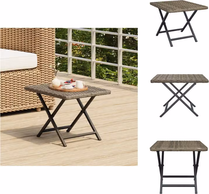 vidaXL Tavolo pieghevole grigio 45x35x32 cm in poly rattan - Tavoli da giardino