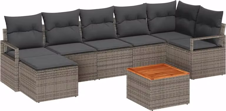 Set Divano da Giardino 8 pcs Grigio polyrattan