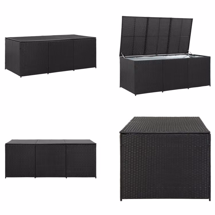 vidaXL Cassetta da giardino in rattan 180x90x70 cm nero - Cassetta da giardino - Cassette da giardino - Cassette da giardino - Cassette da giardino