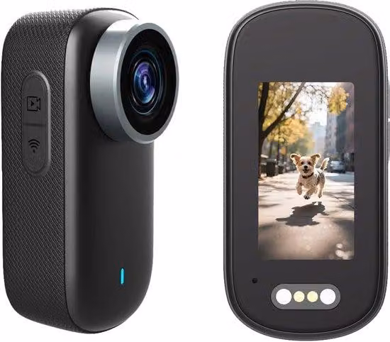 Mini videocamera con schermo da 1,5 pollici, memoria da 64 GB, clip girevole a 360 gradi e clip magnetica, 180 minuti di autonomia di registrazione, classe di protezione IP65, ideale per viaggi, escursioni con animali domestici e attività all'aria aperta.